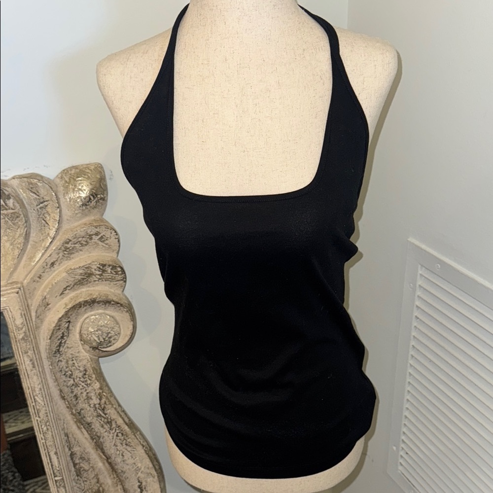 Massimo Dutti Black Backless Fitted Tank Top